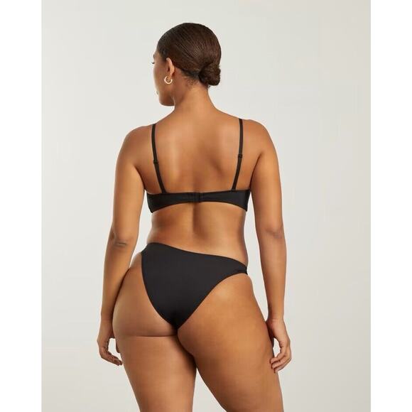 Everlane Thigh-High Bikini Bottom & Scoop-Neck Bikini Top Black Women Small NWT - Picture 2 of 15